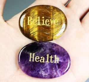 Piedras preciosas naturales para pulgar de preocupación Reiki antiansiedad palma cristal de cuarzo 2 piezas - Imagen 1 de 7