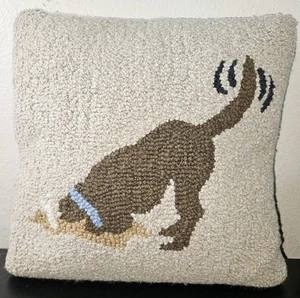 L.L. Almohada de lana de frijol enganchada con acento para enterrar perros bronceado de huesos 17 x 17 pulgadas Retirado - Imagen 1 de 12