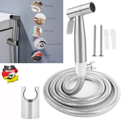 Hand Brause Dusche mit Schlauch Adapter Brausehalter Bidet Toilette WC Hygiene - Bild 1 von 4