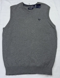 Chaps Button-up Sweater Vest Medium Gray 100% Soft Cotton  NWT - Picture 1 of 9