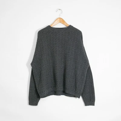 Винтажный 90-х David Taylor текстурированный хлопок вязаный свитер мужской XL - темно-серый ретро - Изображение 1 из 4