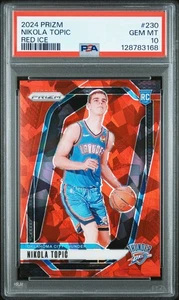 Tarjeta de baloncesto Nikola Topic 2024 Red Ice Prizm RC #230 Thunder ¡PSA 10! - Imagen 1 de 2