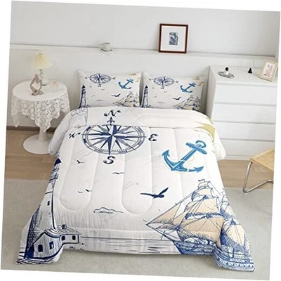 Nautical Comforter Set Sailboat Printed All Season Down Comforter King Multi 30 - Image 1 of 4