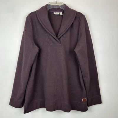 Pullover LL Bean Fleece Mujer L Regular Púrpura Ciruela Chal Cuello Informal Senderismo Foto 1 de 4