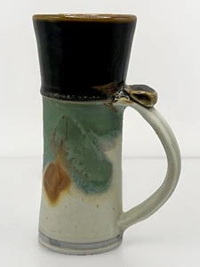 Starship Studio 14 oz. Signed Artistic Tall Stone Blue Brown Stoneware Mug EUC - Picture 1 of 6
