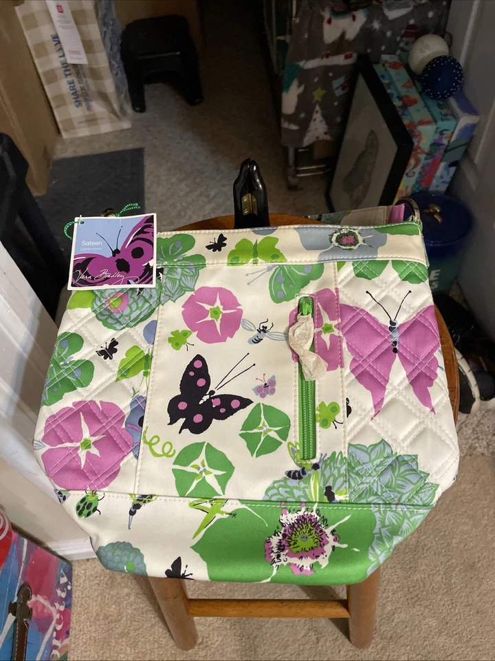 Vera Bradley Sateen Julie Butterfly Turtle Bag Purse Work School Bucket Type