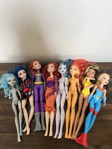 Lot 8 Dolls Dc Super Hero Girls Monster High Decedents Parts Or Repair  - Picture 1 of 11