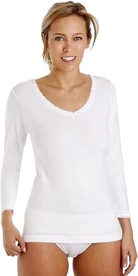 Дамы 2 упаковки тепловой жилет топы длинным рукавом зимние теплые S-2XL - Изображение 1 из 3