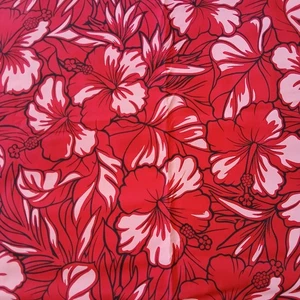 Baumwolle Blumen Stoff Hibiskus 2 Yards 44" rot rosa Quilten tropisch hawaiianisch... - Bild 1 von 5