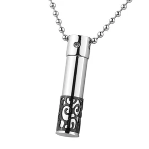 Men Stainless Steel Memorial Urn Pendant Necklace Cremation Jewelry for Ashes - Picture 1 of 21