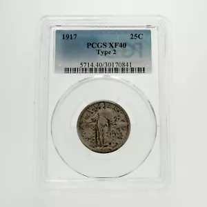 1917 25C Standing Liberty Quarter Graded by PCGS as XF40 Type 2 - Picture 1 of 4