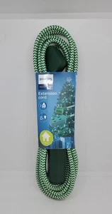New Philips Home Power 3 Outlet Braided 8Ft Extension Cord Green/White Indoor - Picture 1 of 2