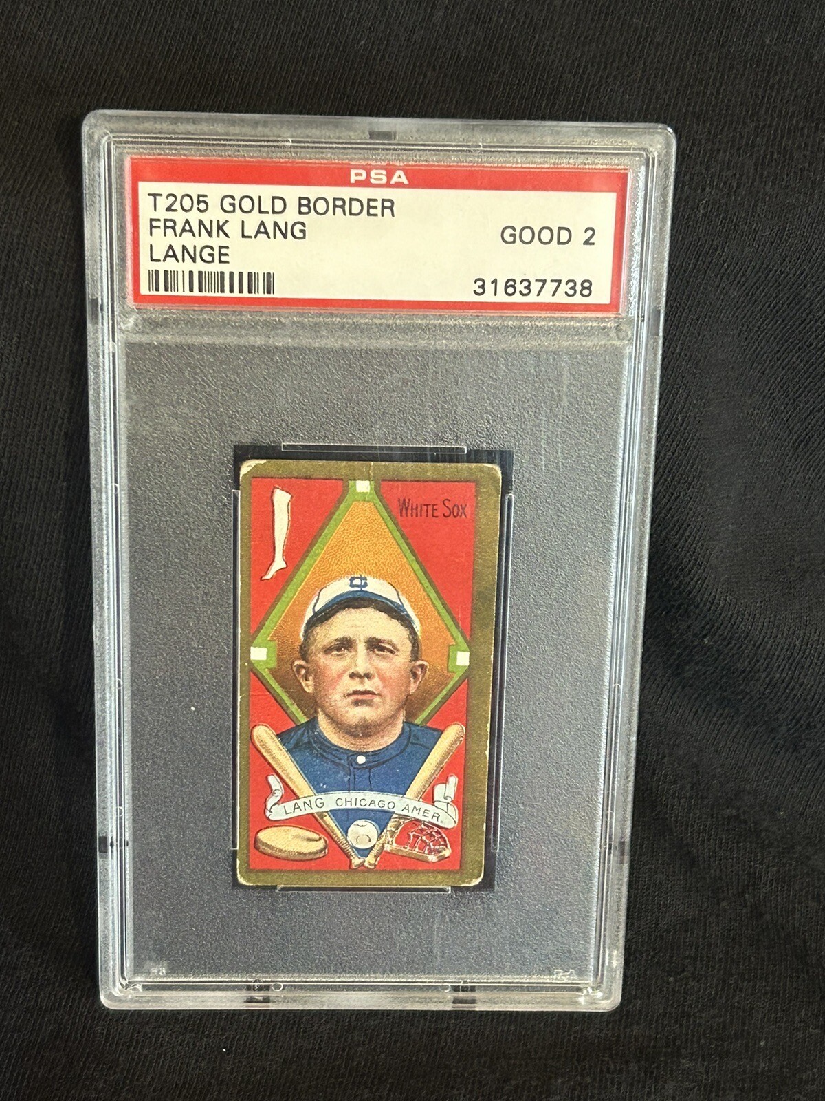 1911 T205 Gold Border Frank Lang Lange PSA 2 VG Sweet Caporal Chicago White Sox