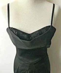 BCBG Maxazria Black Satin Cocktail Dress Layered Neckline Sheath Sz 6 NWT $278 - Picture 1 of 9