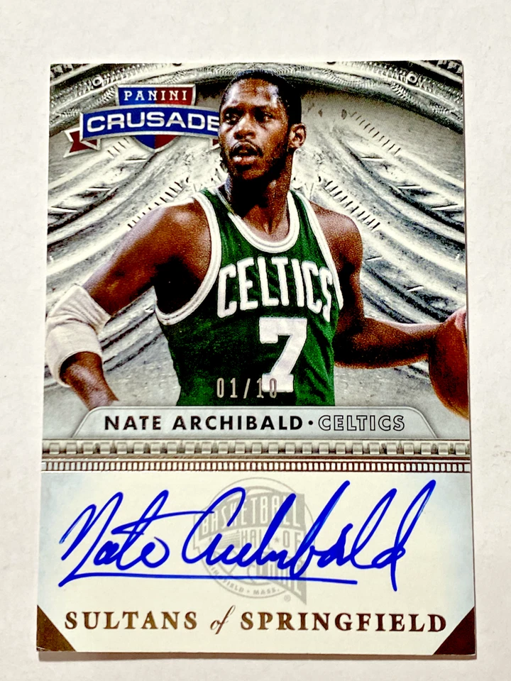 2013 CRUSADE SULTAN OF SPRINGFIELD AUTO # 1/10 NATE ARCHIBALD CELTICS FREE SHIP - Image 1 of 3