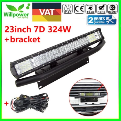22inch 7D 324W Tri Row SUV offroad car led light bar +23inch Bracket + Harness - Image 1 of 4