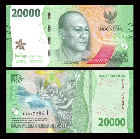 Indonesia 20000 20,000 Rupiah, 2022 Authentic Banknote IDR USA SELLER Unc Cover