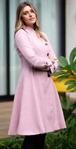 BNWT Caroline Morgan Cosy Pink Winter A Line Knee Length Coat Jacket Size 16 NEW - Picture 1 of 23