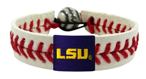 LSU TIGERS CWS NCAA BASEBALL BRACELET LEATHER NEW Cover