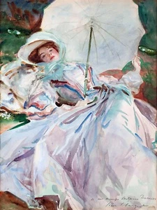 The Lady with the Umbrella Painting by John Singer Sargent Art Reproduction - Picture 1 of 3