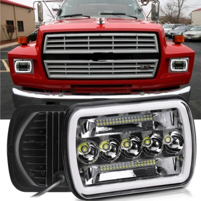 5X7 7X6" Halo LED Headlight fit Ford Super Duty Truck F550 F600 F650 F700 F750 - Image 1 of 4