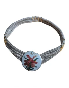 Vintage Yen China House Womens Floral Rope Metal Stretch Belt Made In Taiwan - Picture 1 of 9