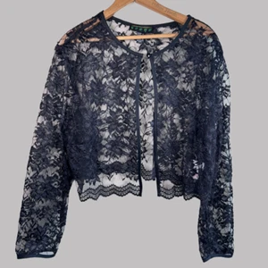 Vintage 90s Scene Floral Print Lace Shrug - Picture 1 of 8