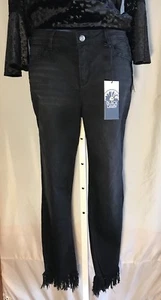 Nwt! Women’s Jeans Black Daisy Size 3/26 Black Fringe Hem Kate Straight Leg - Picture 1 of 10