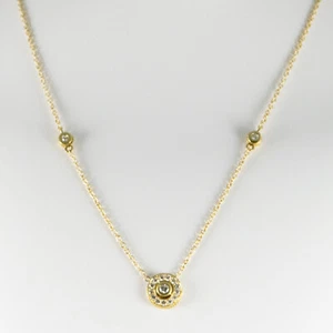 Gebrauchtes 18K Gelbgold Collier mit 2 angesetzten Diamantstationen, Anhänger/Cha - Bild 1 von 12