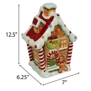 Large Ceramic Gingerbread House Holiday Christmas Cookie Jar NEW SEALED - Picture 1 of 4