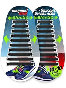 2 Pk Of 20 (40) Elastic No Tie Shoe Rubber Laces for Kids, Mens, Womens Shoes - Picture 1 of 3