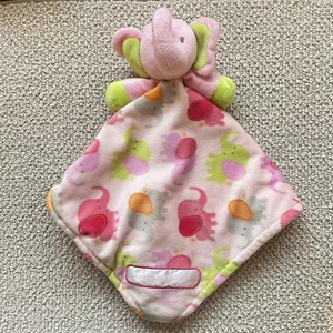 Blankets & Beyond Elephant Pink Orange Green Elephants Lovey Security Blanket - Picture 1 of 8