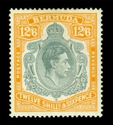 BERMUDA  1938  KGVI  12sh6p  orange & gray Scott # 127a mint MH VF - Image 1 of 2