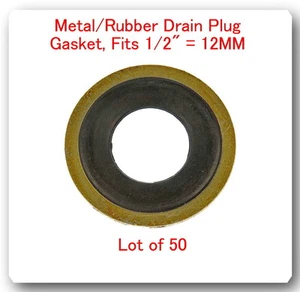 50 PCS Metal & Rubber GM Oil Drain Washer Gasket 12mm (Black)GM 14090908 - Picture 1 of 2