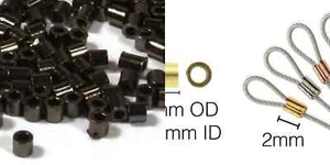 Cuentas prensadoras de tubo de óxido negro de 2x2 mm con identificación de 1,27 mm 1/2 oz (400) - Imagen 1 de 6