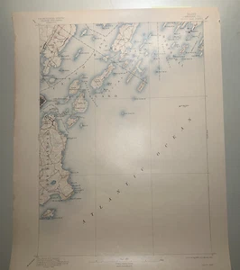 1913 USGS mappa topo Casco Bay Quadrangle Maine Portland Cape Elizabeth Falmouth - Foto 1 di 9
