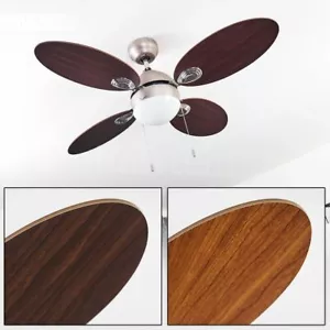 Decken Ventilator Walnussfarben Luft Kühler Zugschalter Wohn Schlaf Raum Lampen - Bild 1 von 10
