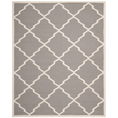 SAFAVIEH Dhurries DHU567A Handwoven Grey / Ivory Rug - Image 1 of 4
