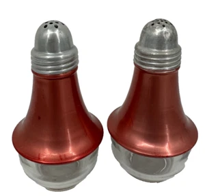 Mid-Century Atomic Kupfer eloxiertes Aluminium Glas Salz und Pfefferstreuer Set - Bild 1 von 8
