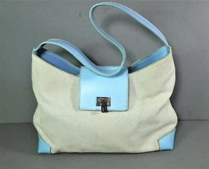 Bolso de hombro LAMBERTSON TRUEX de cuero azul lona natural bolso de mano - Imagen 1 de 9