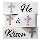 JennyGems He Is Risen Easter Decor, Tabletop Easter Decorations 3pc Block Set