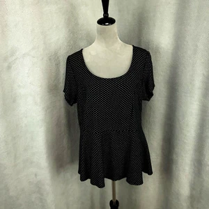 Torrid Womens 3X Top Black White Polka Dot Keyhole Back Neck Torrid Size 3 - Picture 1 of 8