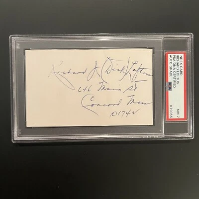 Richard Dick Loftus Signed Index Card 3x5 PSA Slabbed Graded N Mint 7 Dodgers - Image 1 of 2