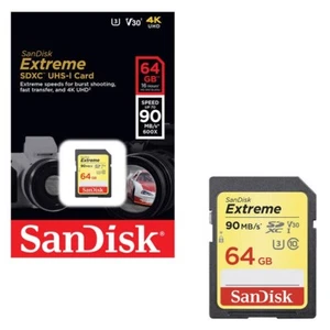 SanDisk Extreme SD Memory Card 64GB 4K U3 Class 10/ 90MB/s For Camera Retail - Picture 1 of 2