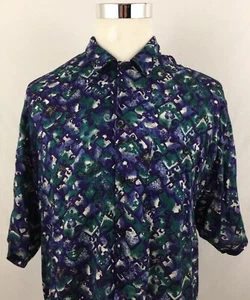 Vintage Bon Homme Herren Gr. Large Baumwolle blau abstrakt Hawaii Camp Hemd L USA - Bild 1 von 5