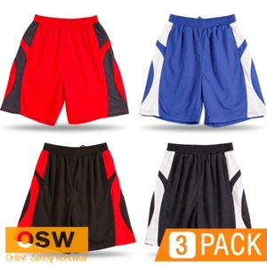 3 X Adult Elastic Waistband Slamdunk Accent Piping Full Cut Shorts - Picture 1 of 8