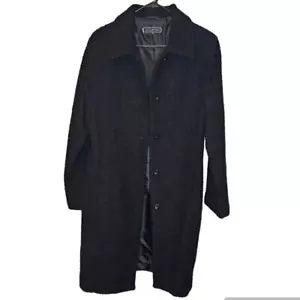 Gabardina HALSTON negra texturizada de longitud media larga mezcla de lana talla 14 nueva con etiquetas - Imagen 1 de 7