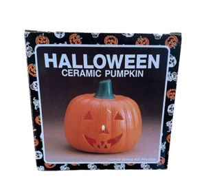 Lanterna Jack O zucca ceramica vintage Halloween portacandele votivo accendi - Foto 1 di 11