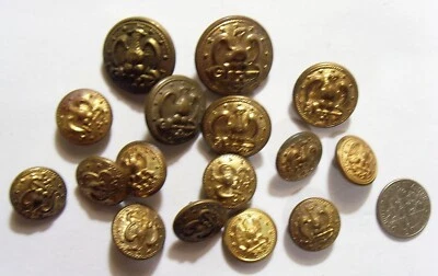 16 Antique USA navy Eagle Anchor 1851 to 1941 metal buttons lot 52365 - Image 1 of 4