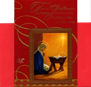 Madonna The Virgin Mary Praying Over Baby Jesus Christmas Cards - Set of 8 - Picture 1 of 3